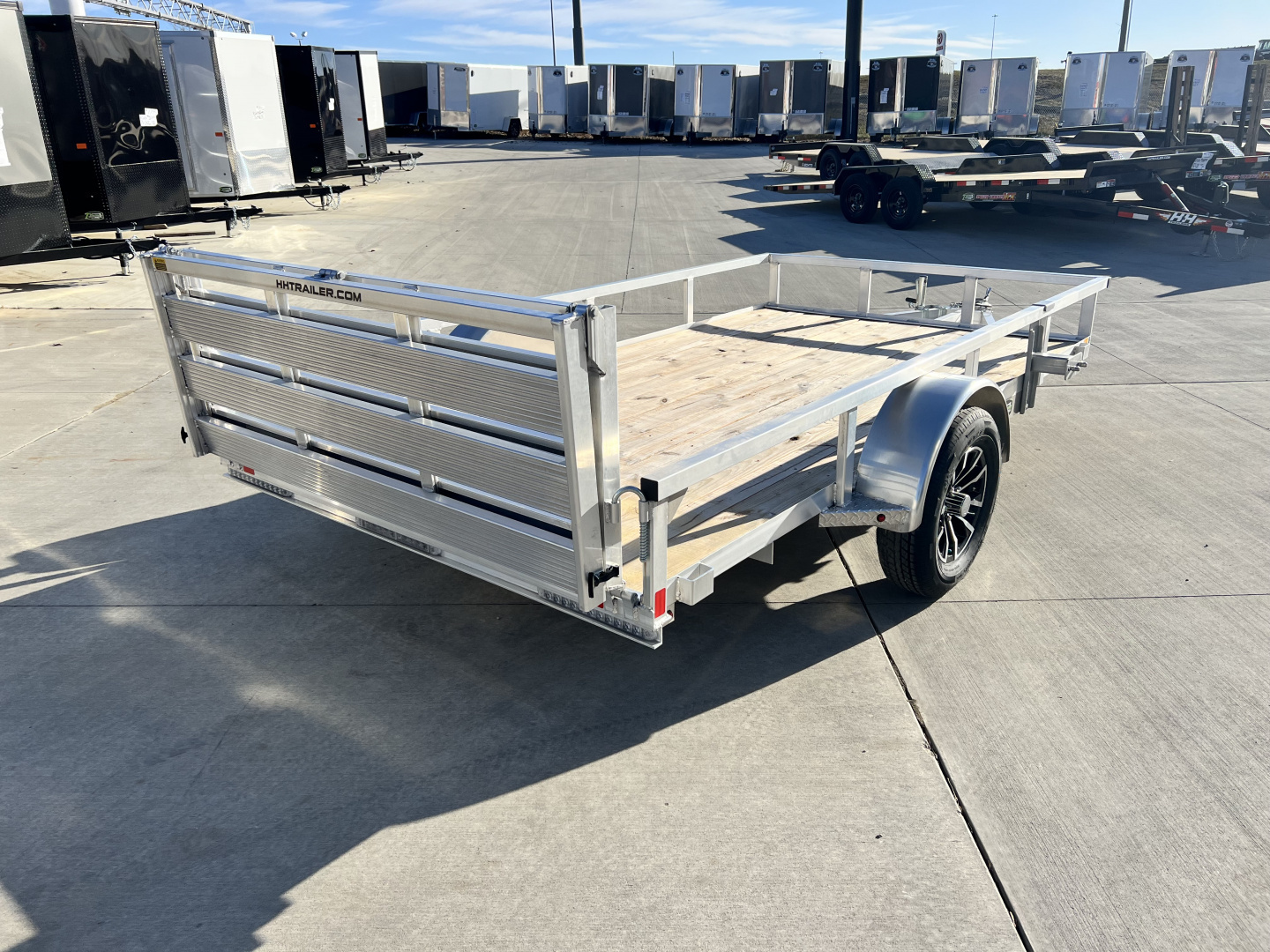 New NEW 2026 H&H 76"x12' Aluminum Flatbed RailSide Utility bi fold gate with aluminum wheels