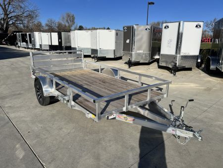 New NEW 2026 H&H 76"x12' Aluminum Flatbed RailSide Utility bi fold gate with aluminum wheels