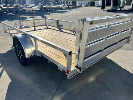 New NEW 2026 H&H 76"x12' Aluminum Flatbed RailSide Utility bi fold gate with aluminum wheels