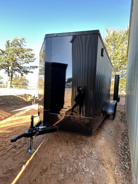New 2026 Family Trailer 7x16 Tandem Axles Cargo / Enclosed Trailer-Screwless Exterior-Blackout Pkg-Rear Spoiler