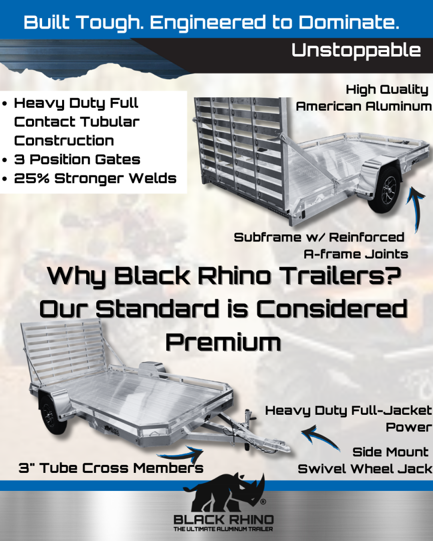 New 2026 Black Rhino *INCOMING* Aluminum 74"x12' Low Profile LPS7812A (ATV / UTV / Side by Side) Utility Trailer
