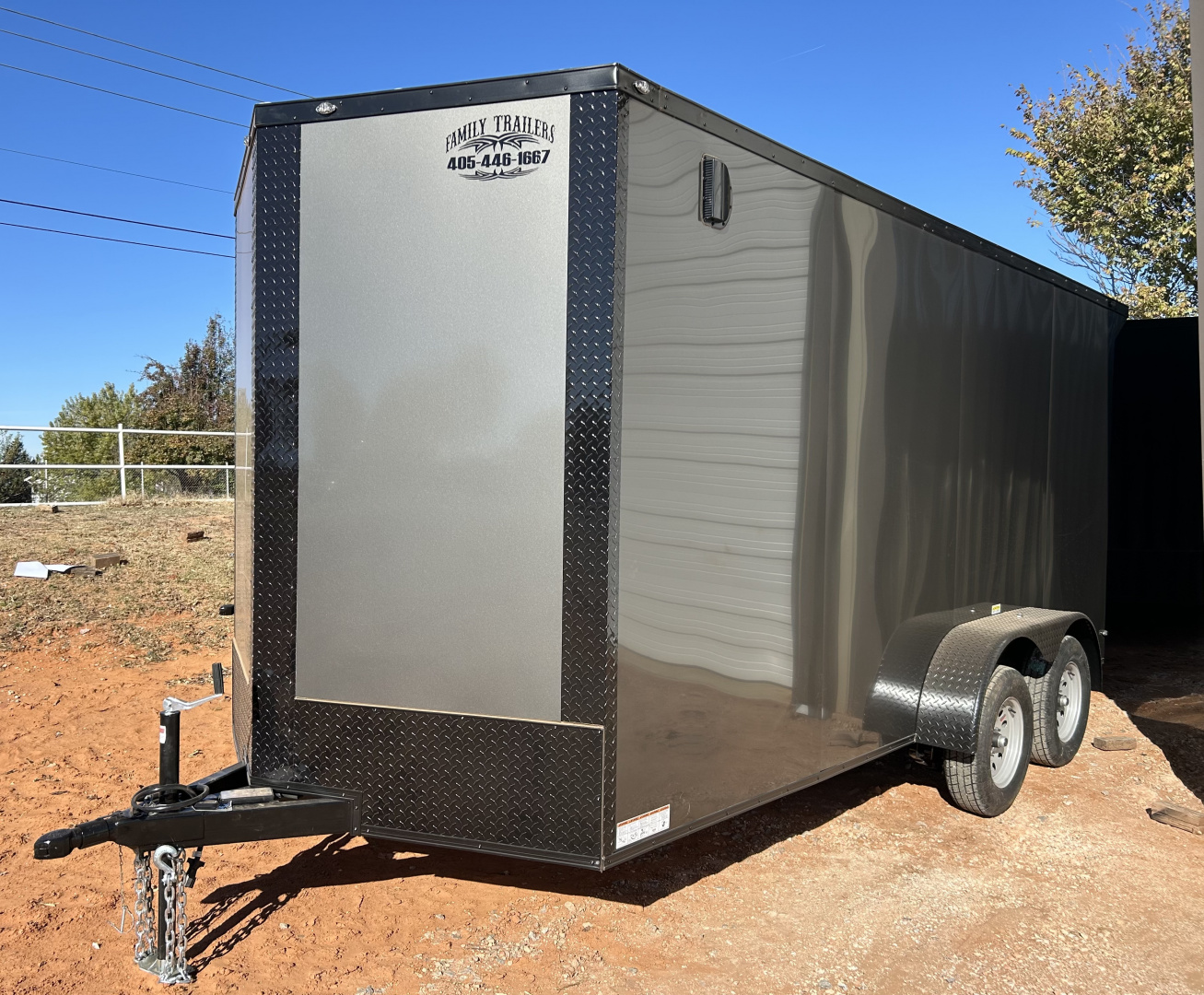 New 2026 Family Trailer 7x16 Tandem Axles Cargo / Enclosed Trailer-Screwless Exterior-Blackout Pkg-Rear Spoiler