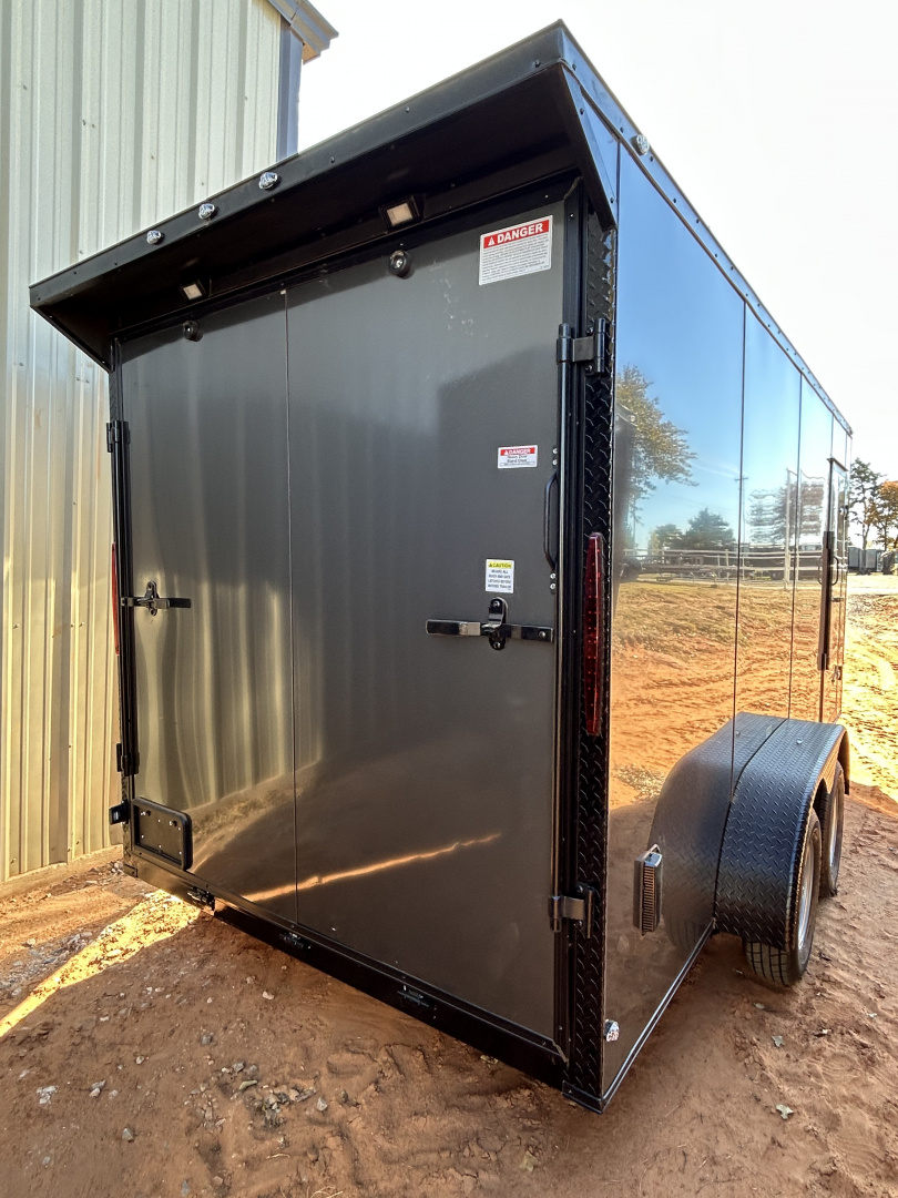 New 2026 Family Trailer 7x16 Tandem Axles Cargo / Enclosed Trailer-Screwless Exterior-Blackout Pkg-Rear Spoiler