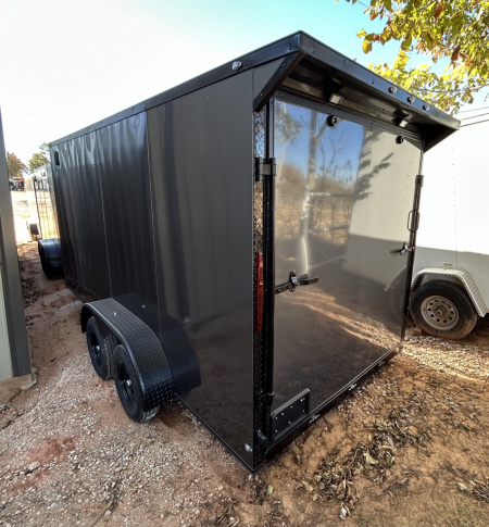 New 2026 Family Trailer 7x16 Tandem Axles Cargo / Enclosed Trailer-Screwless Exterior-Blackout Pkg-Rear Spoiler