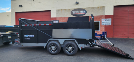 New 7 x 14 DUT15 BWISE Telescopic Ultimate Dump Trailer 15.4K **Hammertone Black/Gray Frame