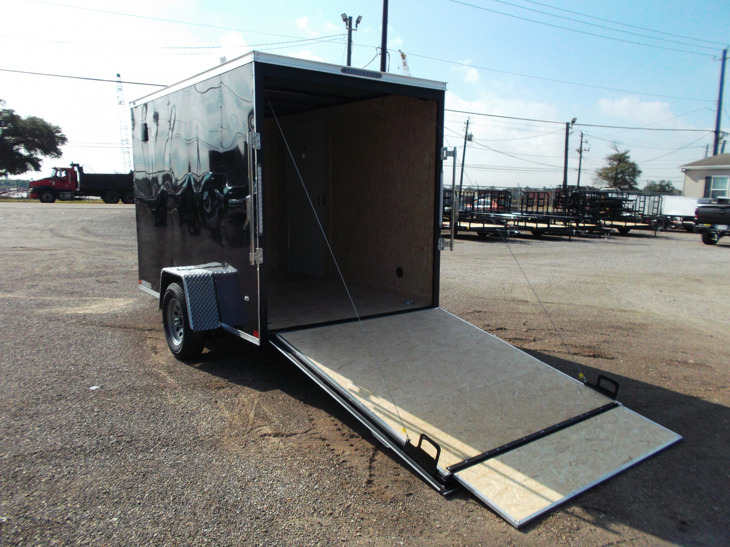 New 2026 Covered Wagon Trailers 6x10 Cargo / Enclosed Trailer / 6'6" Interior Height / Extra Wide Ramp Gate / RV Side Door /.030 Black Semi-Screwless Exterior