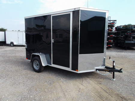 New 2026 Covered Wagon Trailers 6x10 Cargo / Enclosed Trailer / 6'6" Interior Height / Extra Wide Ramp Gate / RV Side Door /.030 Black Semi-Screwless Exterior