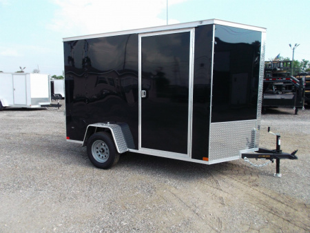 New 2026 Covered Wagon Trailers 6x10 Cargo / Enclosed Trailer / 6'6  Interior Height / Extra Wide Ramp Gate / RV Side Door /.030 Black Semi-Screwless Exterior
