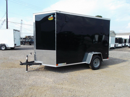 New 2026 Covered Wagon Trailers 6x10 Cargo / Enclosed Trailer / 6'6" Interior Height / Extra Wide Ramp Gate / RV Side Door /.030 Black Semi-Screwless Exterior