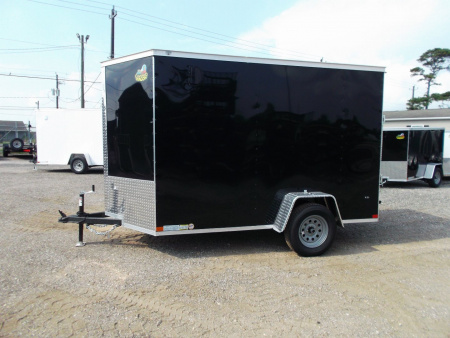 New 2026 Covered Wagon Trailers 6x10 Cargo / Enclosed Trailer / 6'6" Interior Height / Extra Wide Ramp Gate / RV Side Door /.030 Black Semi-Screwless Exterior