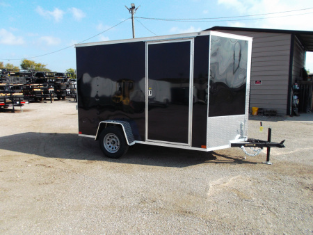 New 2026 Covered Wagon Trailers 6x10 Cargo / Enclosed Trailer / 6'6" Interior Height / Extra Wide Ramp Gate / RV Side Door /.030 Black Semi-Screwless Exterior