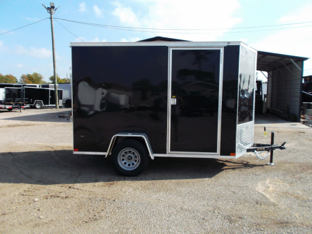 New 2026 Covered Wagon Trailers 6x10 Cargo / Enclosed Trailer / 6'6" Interior Height / Extra Wide Ramp Gate / RV Side Door /.030 Black Semi-Screwless Exterior