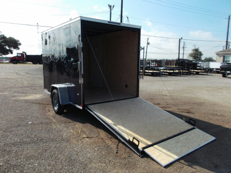 New 2026 Covered Wagon Trailers 6x10 Cargo / Enclosed Trailer / 6'6" Interior Height / Extra Wide Ramp Gate / RV Side Door /.030 Black Semi-Screwless Exterior
