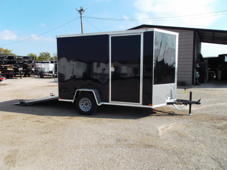 New 2026 Covered Wagon Trailers 6x10 Cargo / Enclosed Trailer / 6'6" Interior Height / Extra Wide Ramp Gate / RV Side Door /.030 Black Semi-Screwless Exterior