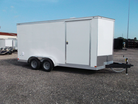New 2026 Covered Wagon Trailers 7x14 Cargo Trailer / Enclosed Trailer / 7ft Interior / Extra Wide Ramp / 48" RV Door / .030 White Semi-Screwless Exterior