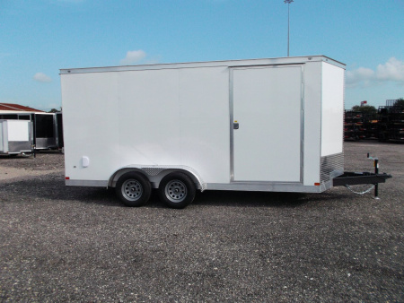 New 2026 Covered Wagon Trailers 7x14 Cargo Trailer / Enclosed Trailer / 7ft Interior / Extra Wide Ramp / 48" RV Door / .030 White Semi-Screwless Exterior