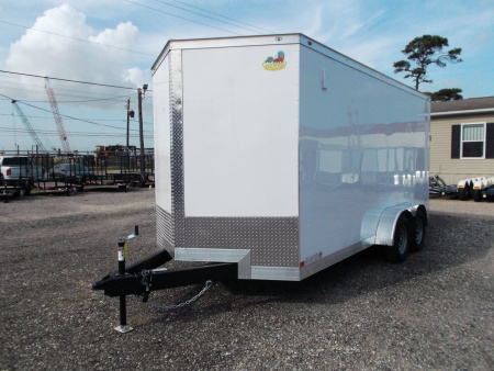 New 2026 Covered Wagon Trailers 7x14 Cargo Trailer / Enclosed Trailer / 7ft Interior / Extra Wide Ramp / 48" RV Door / .030 White Semi-Screwless Exterior
