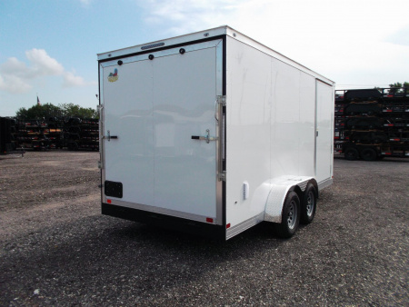 New 2026 Covered Wagon Trailers 7x14 Cargo Trailer / Enclosed Trailer / 7ft Interior / Extra Wide Ramp / 48" RV Door / .030 White Semi-Screwless Exterior