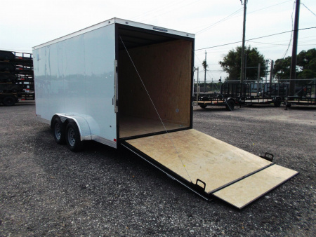 New 2026 Covered Wagon Trailers 7x14 Cargo Trailer / Enclosed Trailer / 7ft Interior / Extra Wide Ramp / 48" RV Door / .030 White Semi-Screwless Exterior