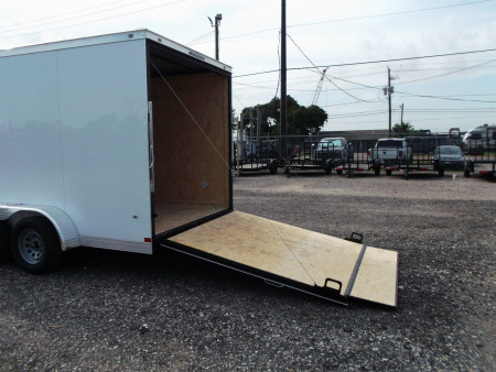 New 2026 Covered Wagon Trailers 7x14 Cargo Trailer / Enclosed Trailer / 7ft Interior / Extra Wide Ramp / 48" RV Door / .030 White Semi-Screwless Exterior