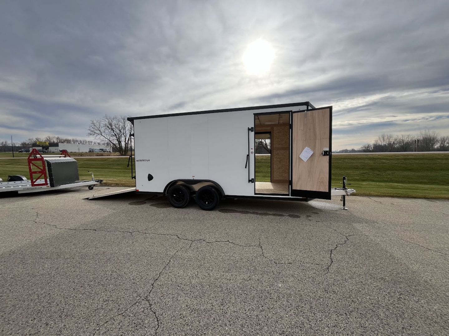 New 2025 Qualitec Aluminum 7.5' x 16'+30" Aerostar w/ UTV Package, Escape Door, Spare Tire & Mount Cargo / Enclosed Trailer