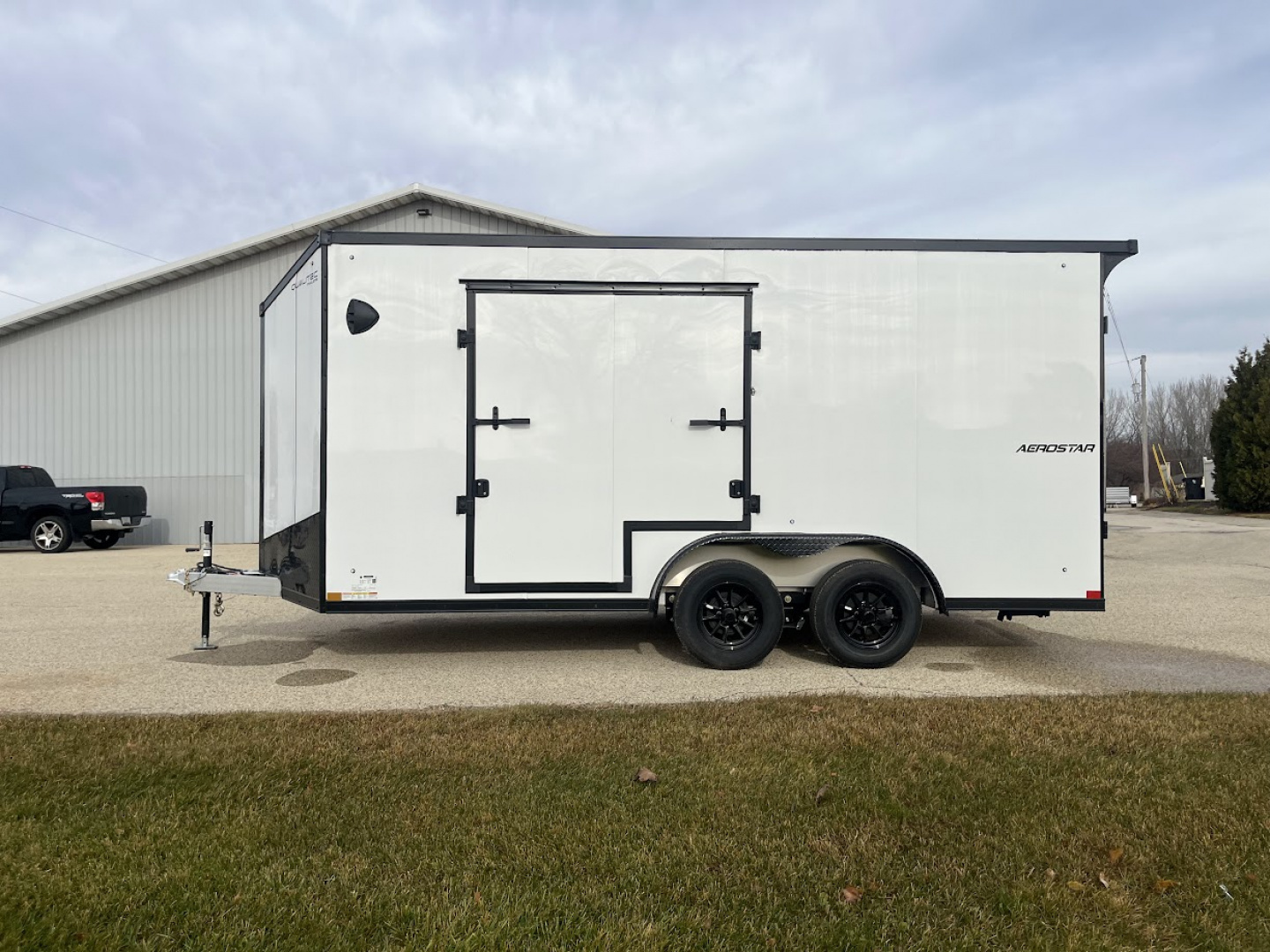 New 2025 Qualitec Aluminum 7.5' x 16'+30" Aerostar w/ UTV Package, Escape Door, Spare Tire & Mount Cargo / Enclosed Trailer