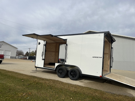 New 2025 Qualitec Aluminum 7.5' x 16'+30" Aerostar w/ UTV Package, Escape Door, Spare Tire & Mount Cargo / Enclosed Trailer