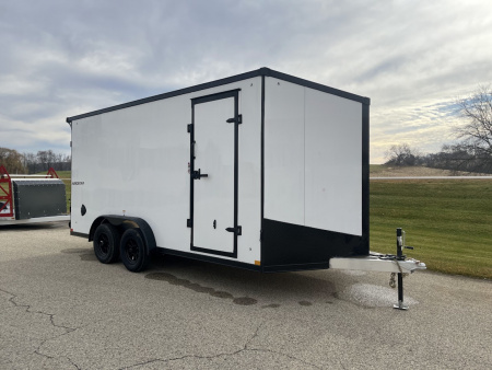 New 2025 Qualitec Aluminum 7.5' x 16'+30" Aerostar w/ UTV Package, Escape Door, Spare Tire & Mount Cargo / Enclosed Trailer