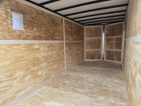 New 7 x 16 Homesteader Intrepid V-Nose Cargo Trailer, 7k GVWR ***6" Extra Height, Black Out Package, Ramp Door, Tie Downs