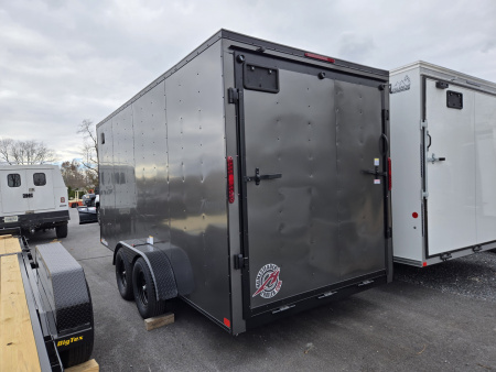 New 7 x 16 Homesteader Intrepid V-Nose Cargo Trailer, 7k GVWR ***6" Extra Height, Black Out Package, Ramp Door, Tie Downs