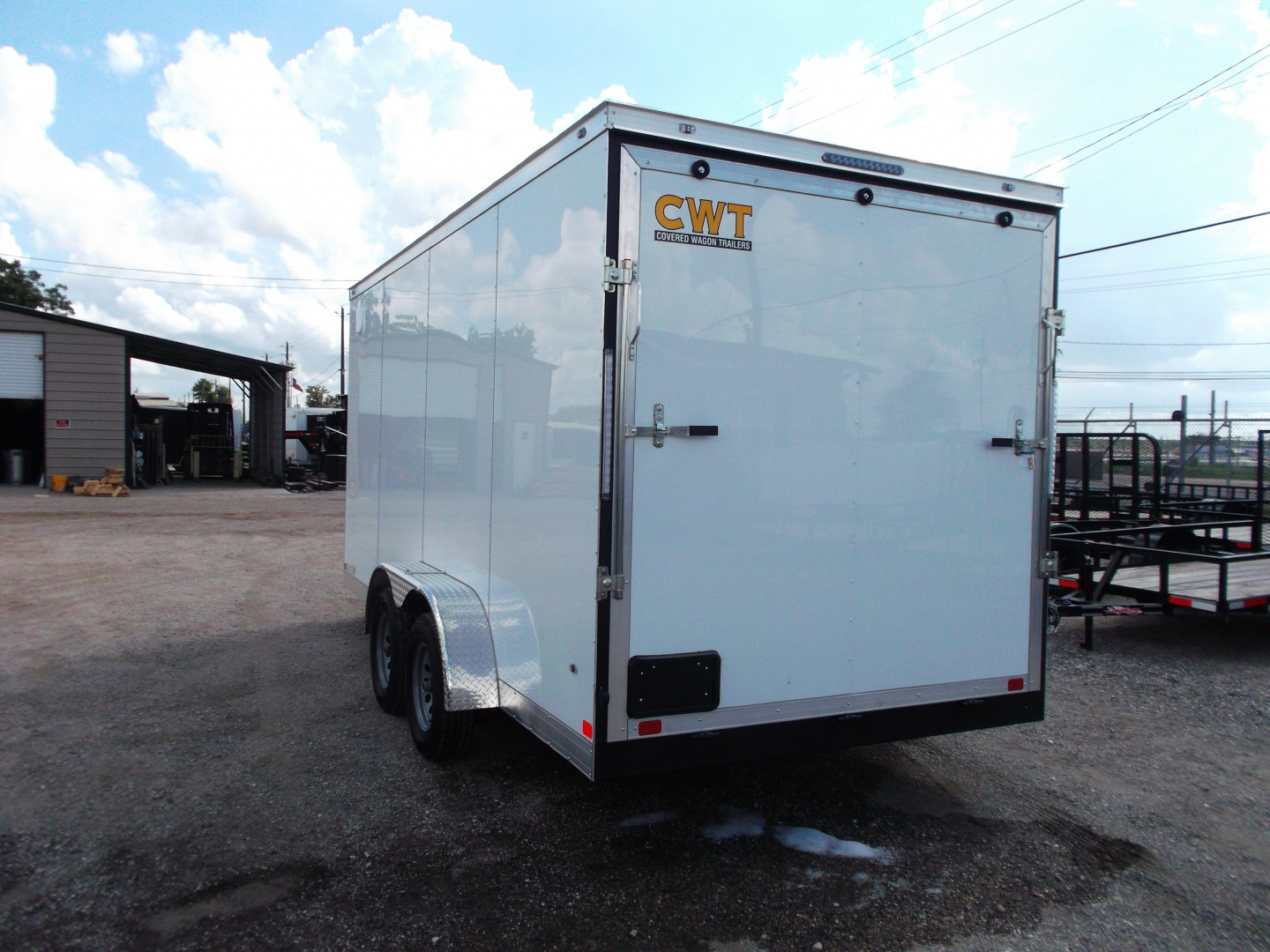 New 2026 Covered Wagon Trailers 7x16 Cargo Trailer / Enclosed Trailer / 7ft Interior / Extra Wide Ramp / 48" RV Door / .030 White Exterior