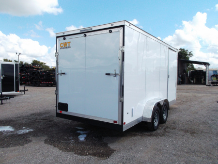 New 2026 Covered Wagon Trailers 7x16 Cargo Trailer / Enclosed Trailer / 7ft Interior / Extra Wide Ramp / 48" RV Door / .030 White Exterior