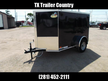 New 2026 Covered Wagon Trailers 5x8 Single Axle Cargo Trailer / Enclosed Trailer / Ramp / LED's / .030 Black Semi-Screwless Exterior / Bed Lined Tongue and Frame