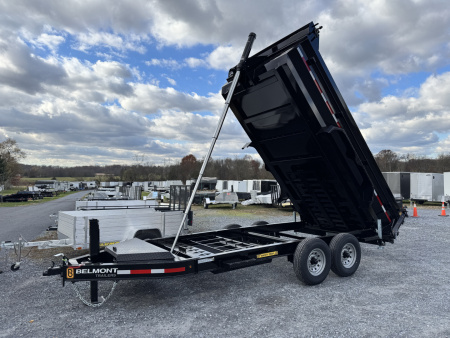 New 2026 Belmont 7x14 Heavy Duty 14k Low Profile w/ Power Hydraulic Power Jack DLX8114-14K Dump Trailer