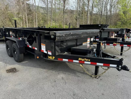 New 2025 Big Tex 14LP-14  Dump Trailer 7X14 WITH TARP RAMPS & LOADING FEET SCISSOR LIFT