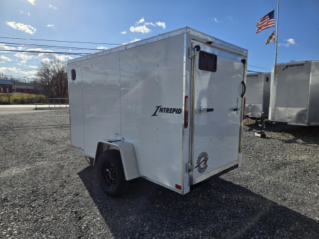 New 5 x 10 Homesteader Intrepid V-Nose Cargo Trailer, 3k GVWR ***White w/ Ramp Door Pkg