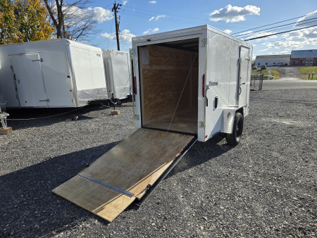 New 5 x 10 Homesteader Intrepid V-Nose Cargo Trailer, 3k GVWR ***White w/ Ramp Door Pkg