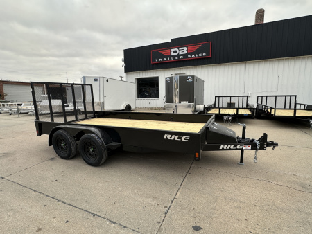New 2026 Rice Trailers 82X14 TA STEALTH Solid Side Utility Trailer