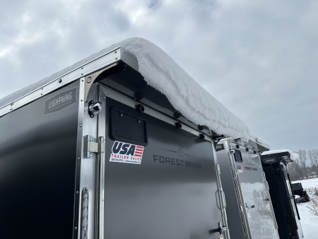 New 2026 Lightning Trailers 7X19 Aluminum 2-Place w/7ft Height Radar Pkg & Black Out Pkg Snowmobile Trailer