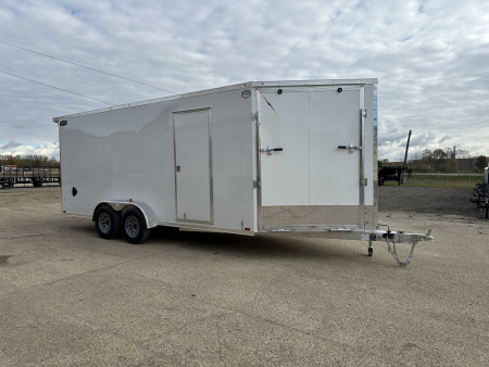 New 2026 Lightning Trailers 7X23 Aluminum 3-Place w/7ft Height & Rear Spoiler Snowmobile Trailer