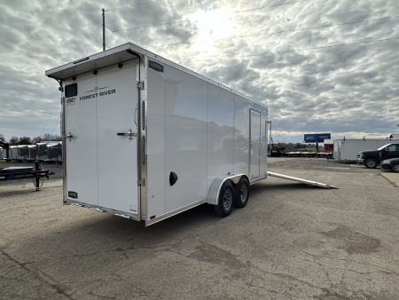 New 2026 Lightning Trailers 7X23 Aluminum 3-Place w/7ft Height & Rear Spoiler Snowmobile Trailer