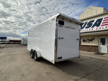 New 2026 Lightning Trailers 7X23 Aluminum 3-Place w/7ft Height & Rear Spoiler Snowmobile Trailer
