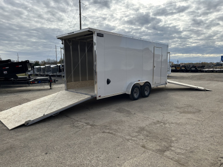 New 2026 Lightning Trailers 7X23 Aluminum 3-Place w/7ft Height & Rear Spoiler Snowmobile Trailer