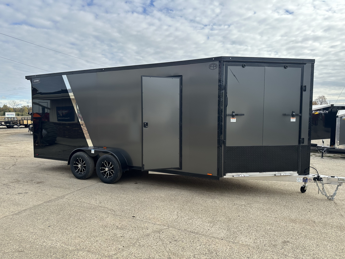 New 2026 Lightning Trailers 7X23 Aluminum 3-Place w/7ft Height Radar Pkg & Black Out Pkg Snowmobile Trailer