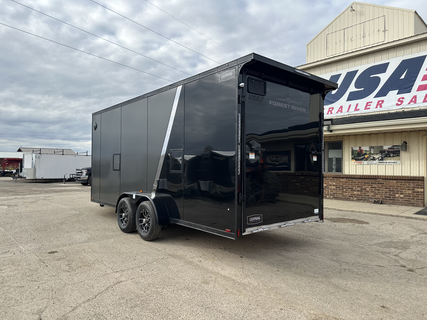 New 2026 Lightning Trailers 7X23 Aluminum 3-Place w/7ft Height Radar Pkg & Black Out Pkg Snowmobile Trailer