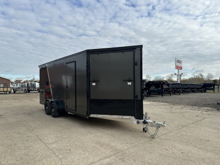 New 2026 Lightning Trailers 7X23 Aluminum 3-Place w/7ft Height Radar Pkg & Black Out Pkg Snowmobile Trailer