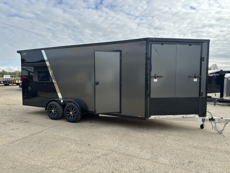 New 2026 Lightning Trailers 7X23 Aluminum 3-Place w/7ft Height Radar Pkg & Black Out Pkg Snowmobile Trailer