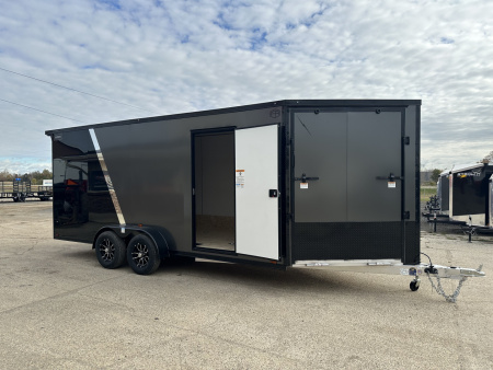 New 2026 Lightning Trailers 7X23 Aluminum 3-Place w/7ft Height Radar Pkg & Black Out Pkg Snowmobile Trailer