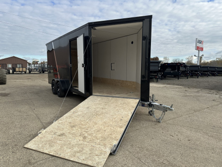 New 2026 Lightning Trailers 7X23 Aluminum 3-Place w/7ft Height Radar Pkg & Black Out Pkg Snowmobile Trailer