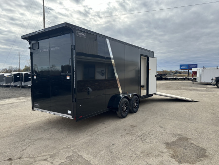 New 2026 Lightning Trailers 7X23 Aluminum 3-Place w/7ft Height Radar Pkg & Black Out Pkg Snowmobile Trailer